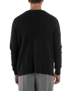 Cardigan Uomo Maglione Lana Relaxed Fit Basic Nero BERNA M252038