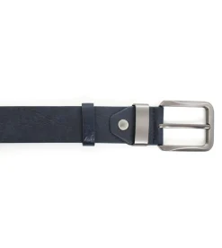 Cintura Uomo Cinta con Fibbia in Metallo Regolabile Blu Ecopelle Martellata GIOSAL-A2066A