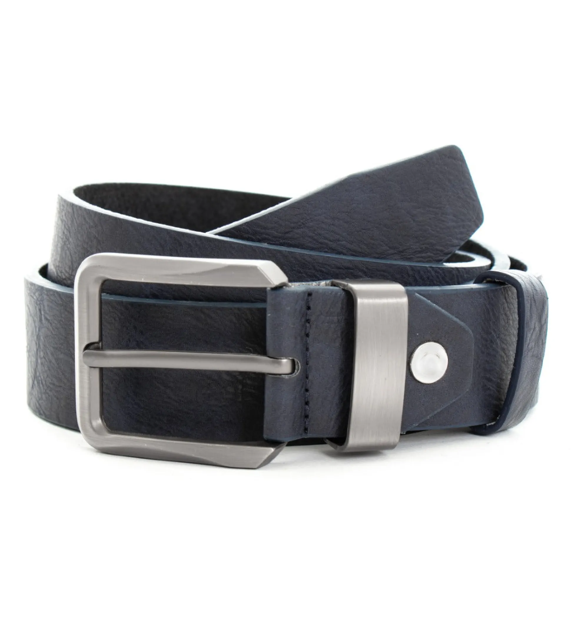 Cintura Uomo Cinta con Fibbia in Metallo Regolabile Blu Ecopelle Martellata GIOSAL-A2066A