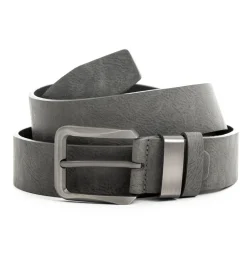 Cintura Uomo Cinta con Fibbia in Metallo Regolabile Grigio Ecopelle Martellata GIOSAL-A2065A