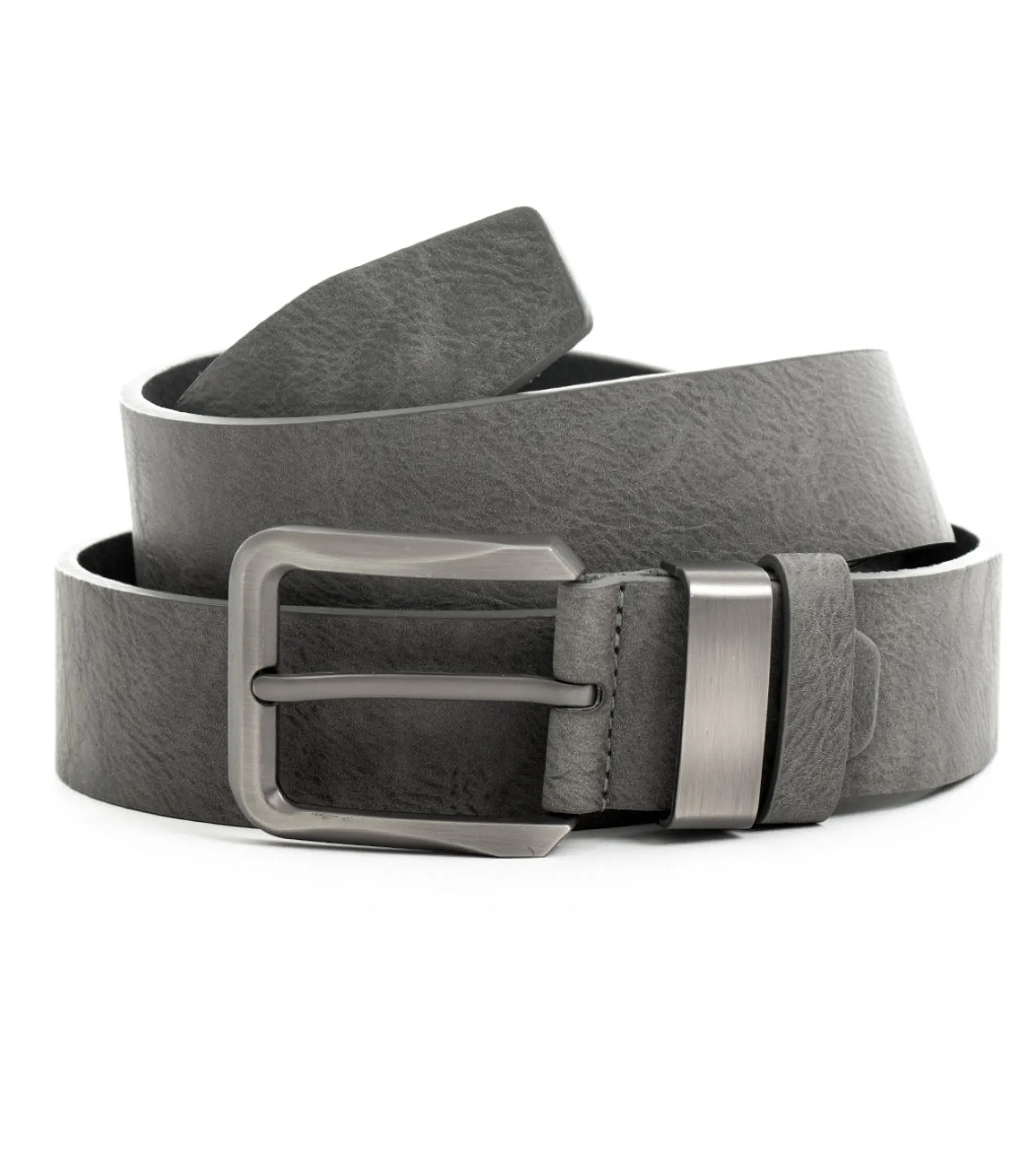 Cintura Uomo Cinta con Fibbia in Metallo Regolabile Grigio Ecopelle Martellata GIOSAL-A2065A