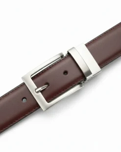 Cintura uomo larga cinta fibbia in metallo regolabile double-face nero marrone ecopelle martellata GIOSAL-A2134A