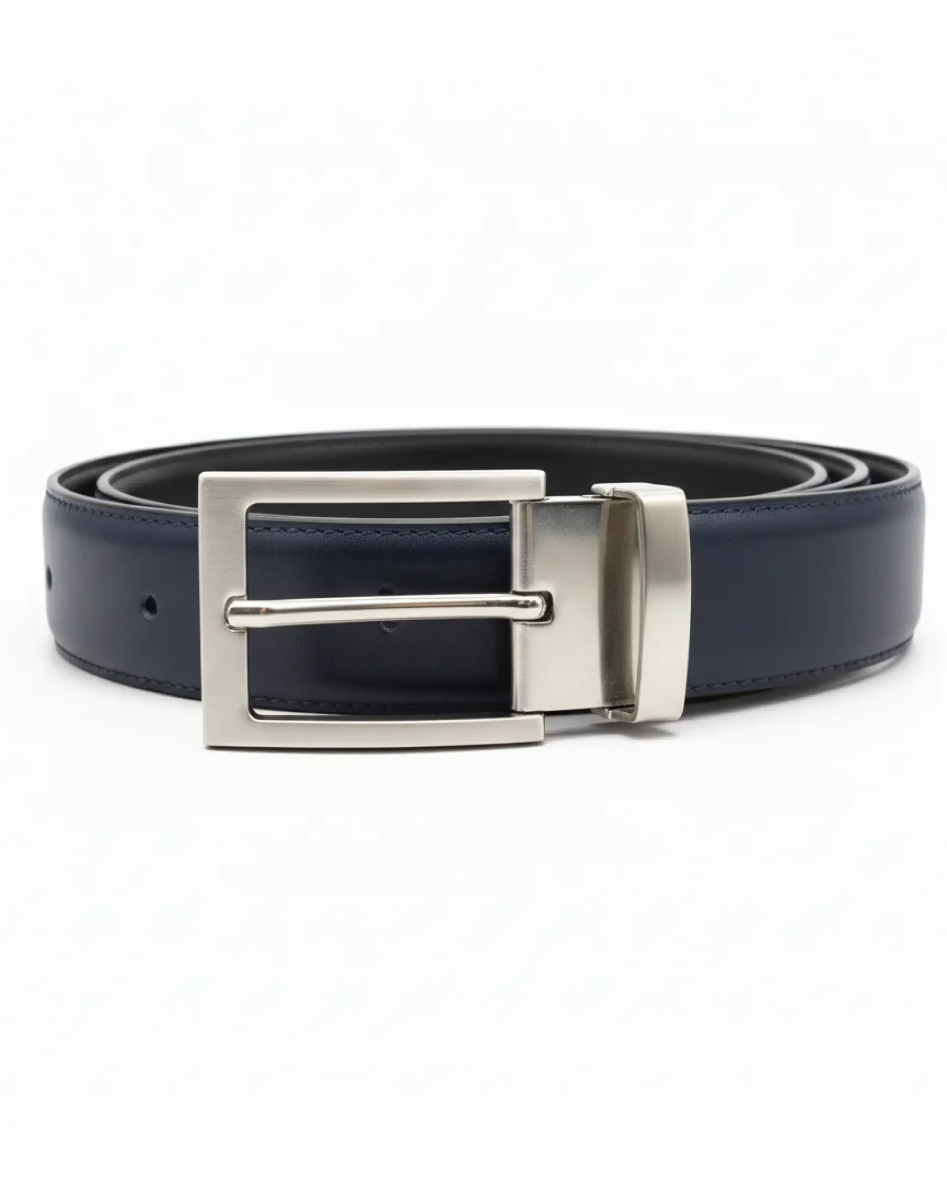 Cintura uomo larga cinta fibbia in metallo regolabile double-face nero blu ecopelle martellata GIOSAL-A2135A