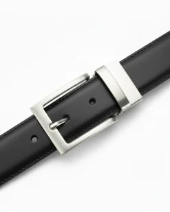 Cintura uomo larga cinta fibbia in metallo regolabile double-face nero blu ecopelle martellata GIOSAL-A2135A