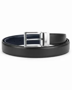Cintura uomo larga cinta fibbia in metallo regolabile double-face nero blu ecopelle martellata GIOSAL-A2135A