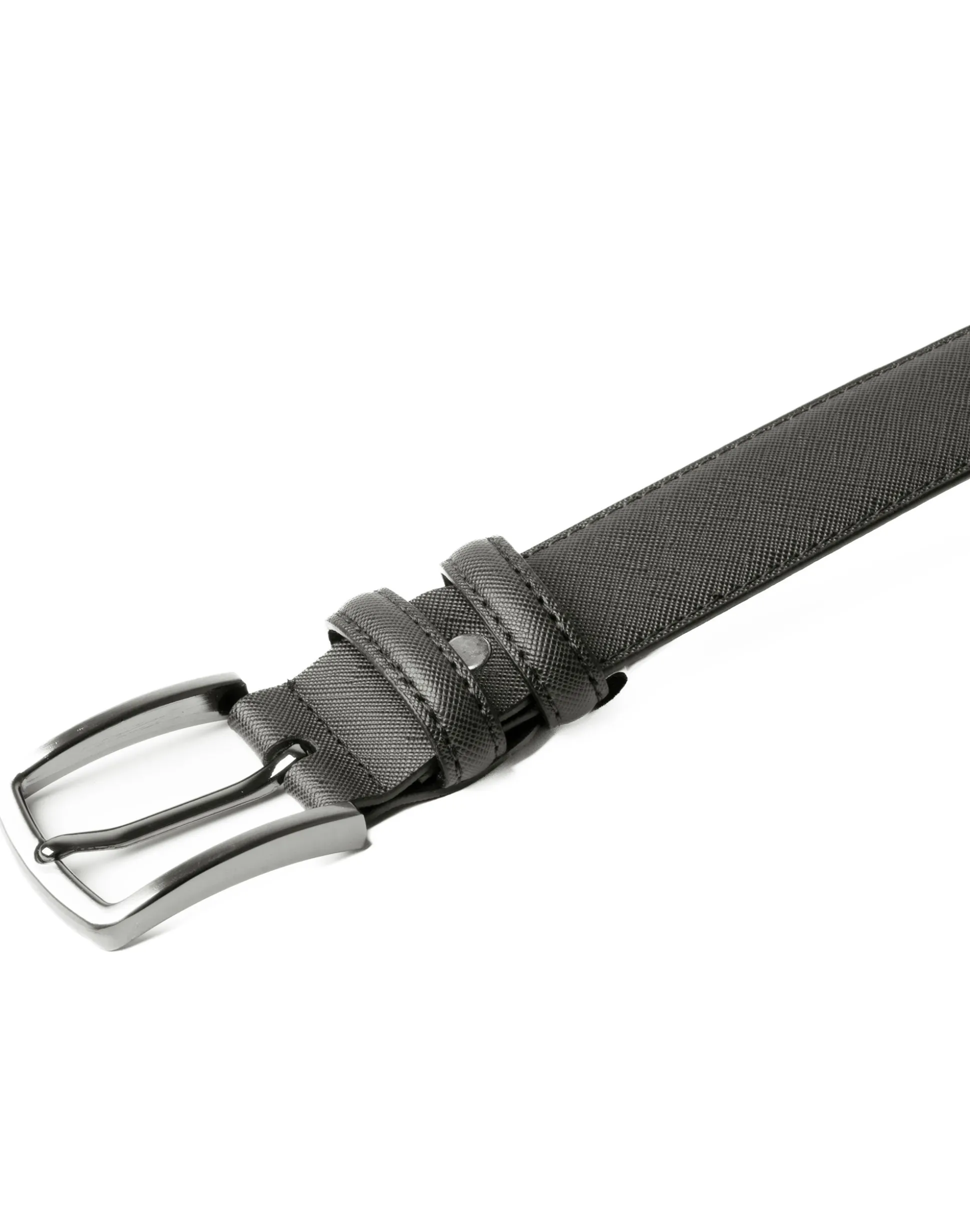 Cintura Uomo Larga Cinta Fibbia in Metallo Regolabile Ecopelle Texture Saffiano Grigio GIOSAL-A2129A