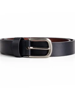 Cintura uomo pelle liscia con fibbia in metallo scuro tinta unita blu GIOSAL-A2141A