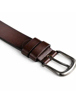Cintura uomo pelle liscia con fibbia in metallo scuro tinta unita marrone GIOSAL-A2140A