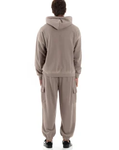 Completo Tuta Uomo Slavato Caldo Cotone Tracksuit Felpa Pantaloni Cargo Fango OU2477A
