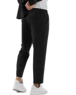 Coordinato Camicia Scollo V Pantaloni Viscosa Casual Nero OU2536A
