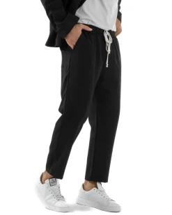 Coordinato Camicia Scollo V Pantaloni Viscosa Casual Nero OU2536A