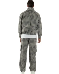 Coordinato Tuta Giacca Giubbotto Pantaloni Baggy Cargo Tie Dye Verde OU2530A