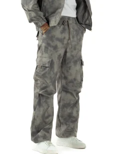 Coordinato Tuta Giacca Giubbotto Pantaloni Baggy Cargo Tie Dye Verde OU2530A