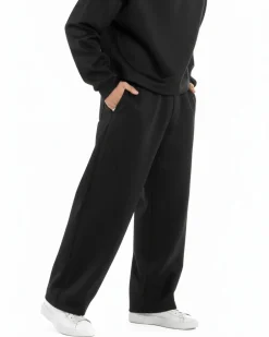Coordinato tuta uomo viscosa felpa boxy crop pantaloni baggy nero GIOSAL-OU2552A