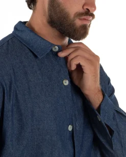 Coordinato uomo completo cotone camicia jogger relaxed fit denim GIOSAL-OU2564A