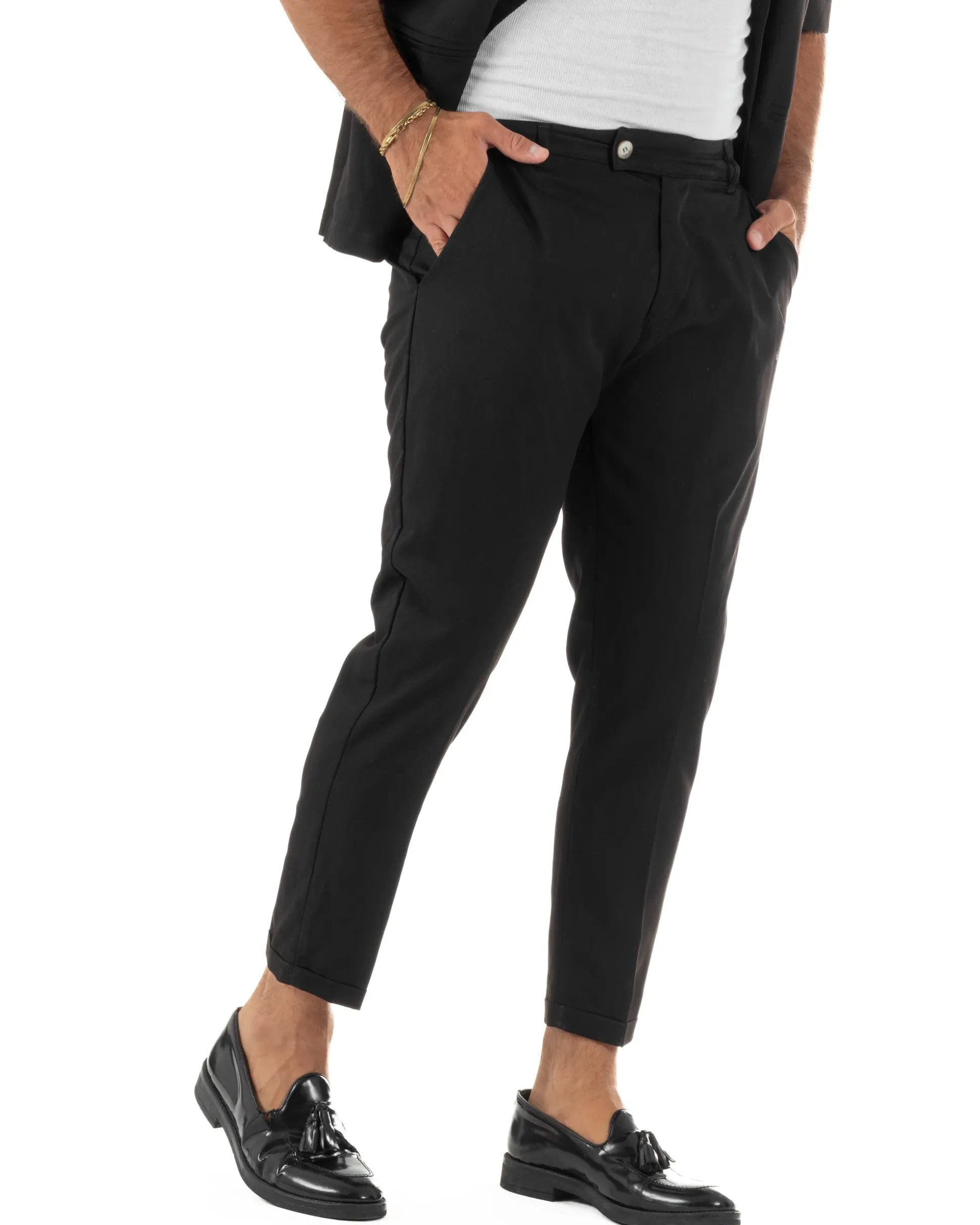 Coordinato uomo completo viscosa regular fit nero GIOSAL-OU2573A