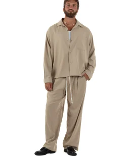 Coordinato uomo completo viscosa baggy fit basic beige GIOSAL-OU2570A