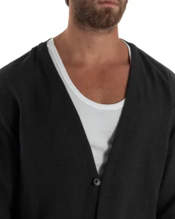 Coordinato viscosa fiammato giacca coreana scollo v pantaloni baggy nero GIOSAL-OU2561A