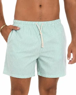 Costume da bagno bermuda mare uomo boxer a righe coulisse verde bianco GIOSAL-SU1262A