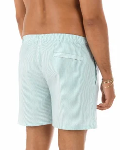Costume da bagno bermuda mare uomo boxer a righe coulisse verde bianco GIOSAL-SU1262A