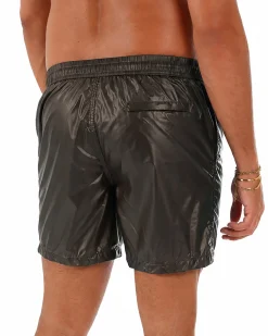 Costume da bagno bermuda mare uomo boxer lucido coulisse marrone GIOSAL-SU1259A