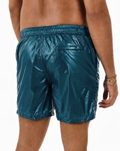 Costume da bagno bermuda mare uomo boxer lucido coulisse petrolio GIOSAL-SU1266A
