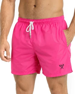 Costume da bagno bermuda mare uomo boxer coulisse logo fucsia fluo BERNA M-261328