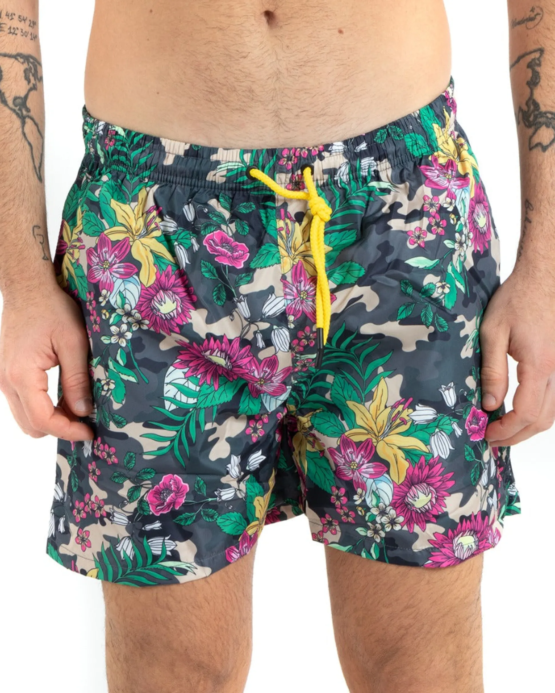 Costume Da Bagno Boxer Summer Pantaloncino Elastico Fantasia Floreale Multicolore GIOSAL-SU1128A