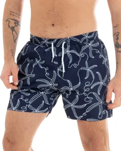 Costume Uomo Blu Fantasia Elastico Coulisse Tasche Summer GIOSAL-SU1182A