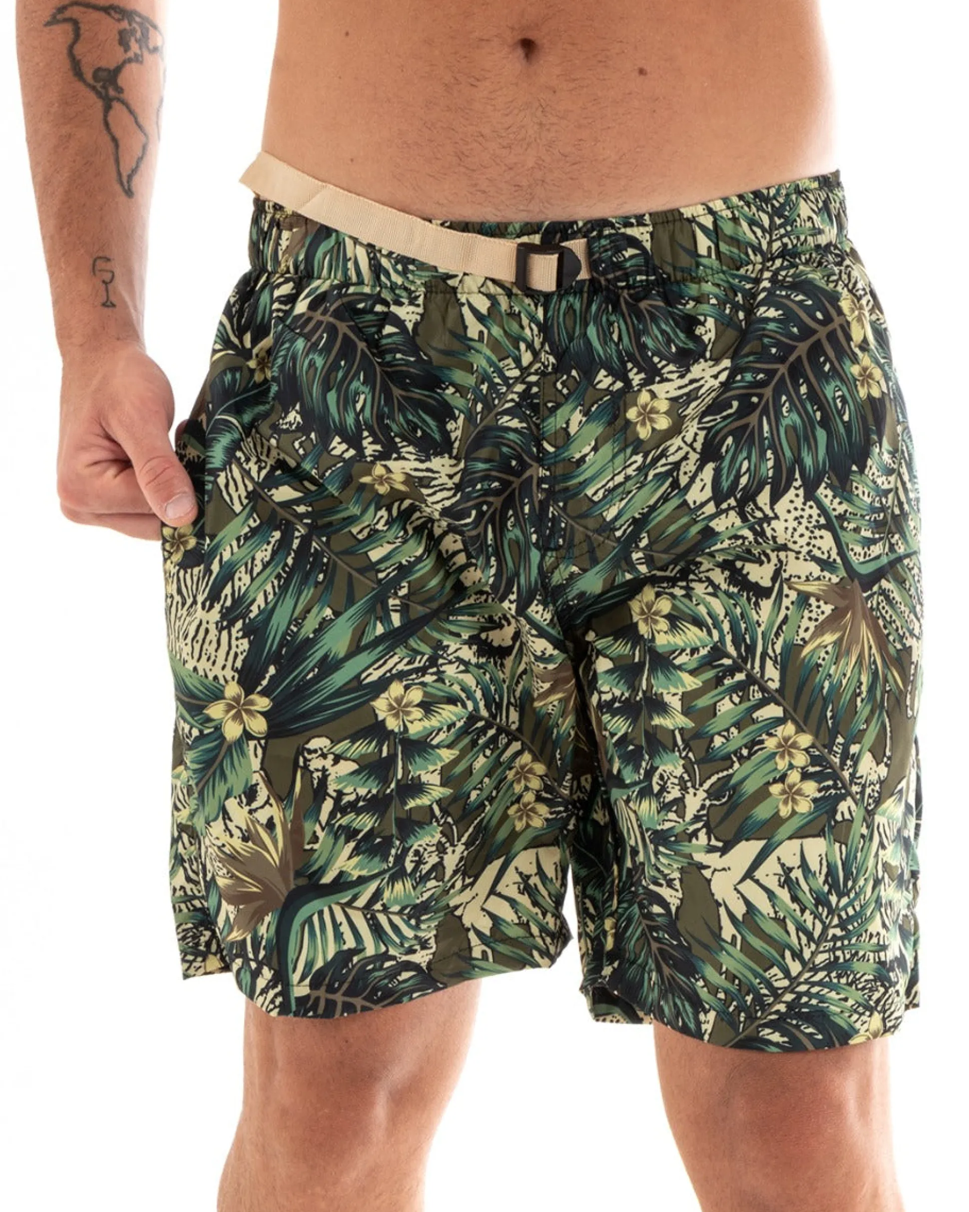 Costume Uomo Boxer Fantasia Floreale Elastico Verde Summer Casual GIOSAL-SU1198A