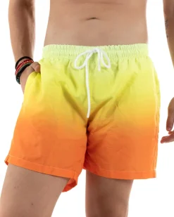 Costume Uomo Boxer Mare Pantaloncino Corto Colorato Bicolore Arancione GIOSAL-SU1219A