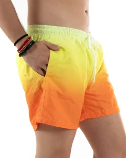 Costume Uomo Boxer Mare Pantaloncino Corto Colorato Bicolore Arancione GIOSAL-SU1219A