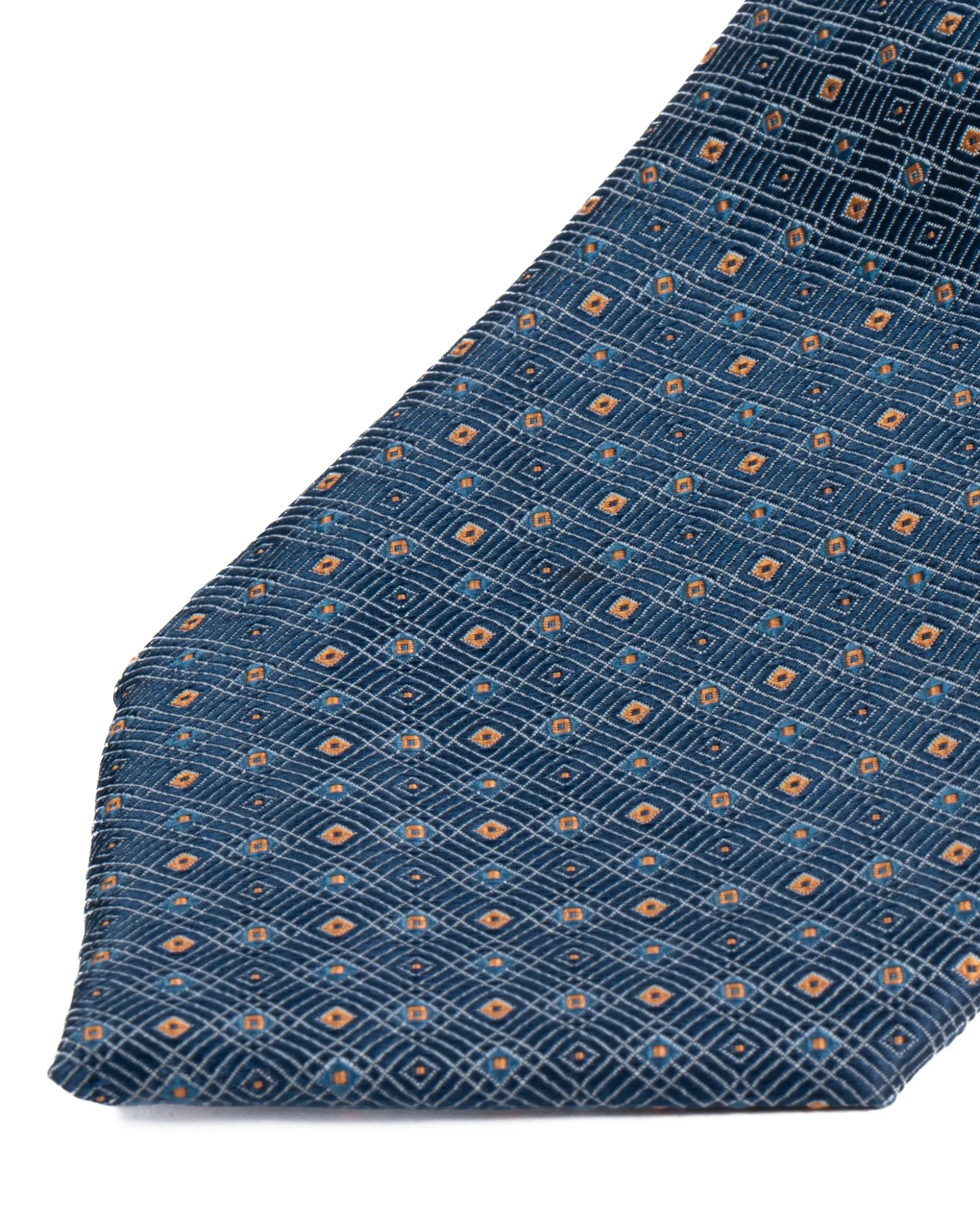 Cravatta uomo unisex in effetto seta con micro quadrati concentrici jacquard multicolore blu tenue GIOSAL-CP1183A