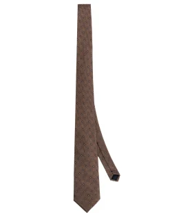 Cravatta uomo unisex in effetto seta con micro quadrati jacquard bicolore marrone caffè GIOSAL-CP1182A