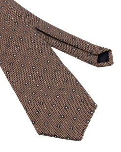 Cravatta uomo unisex in effetto seta con micro quadrati jacquard bicolore marrone caffè GIOSAL-CP1182A