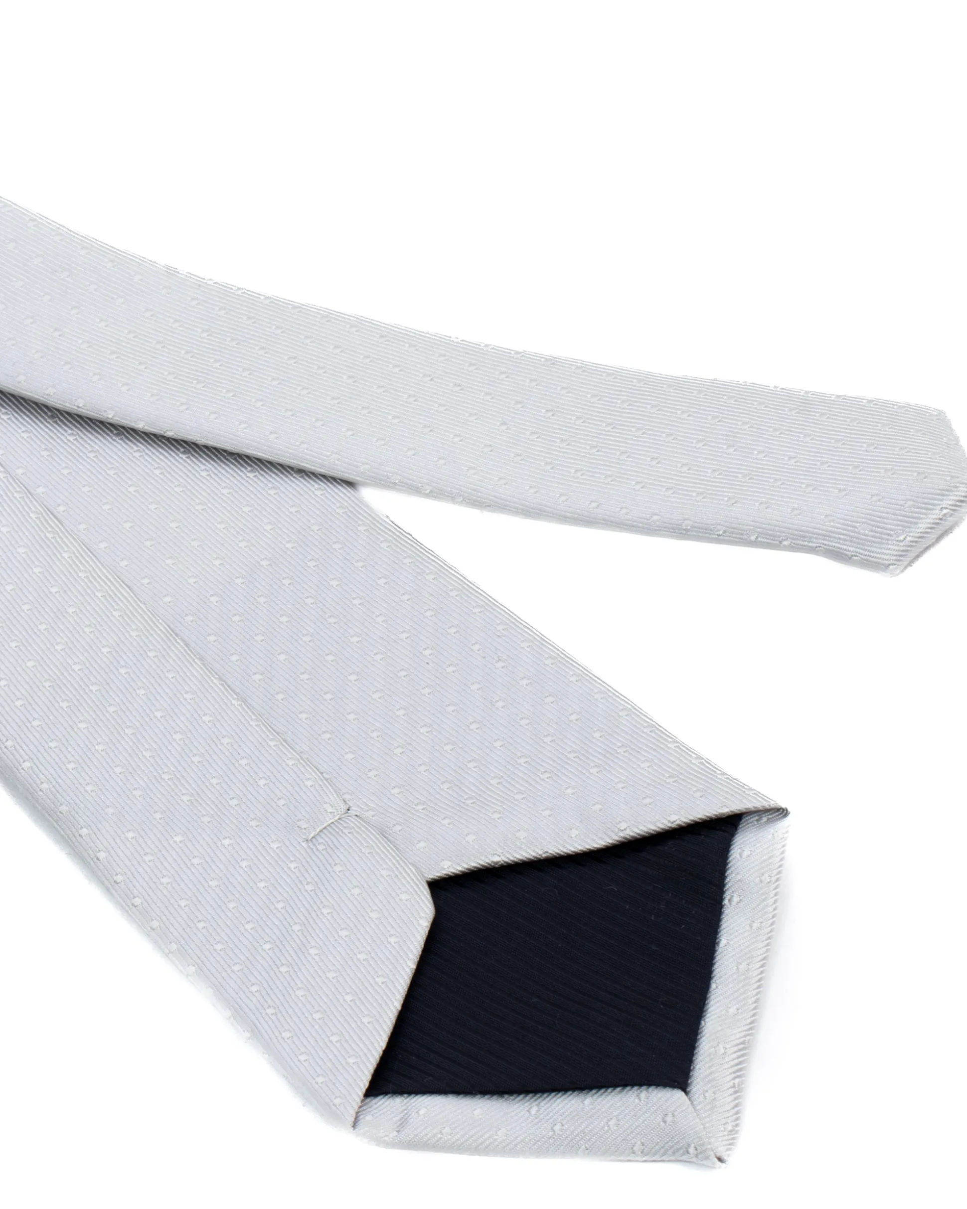 Cravatta uomo unisex slim in effetto seta con micro pois jacquard trama twill bianco GIOSAL-CP1190A