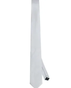 Cravatta uomo unisex slim in effetto seta con micro pois jacquard trama twill bianco GIOSAL-CP1190A