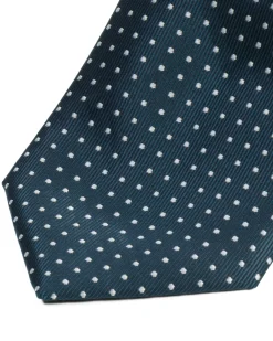 Cravatta uomo unisex slim in effetto seta con micro pois a contrasto trama twill petrolio GIOSAL-CP1189A