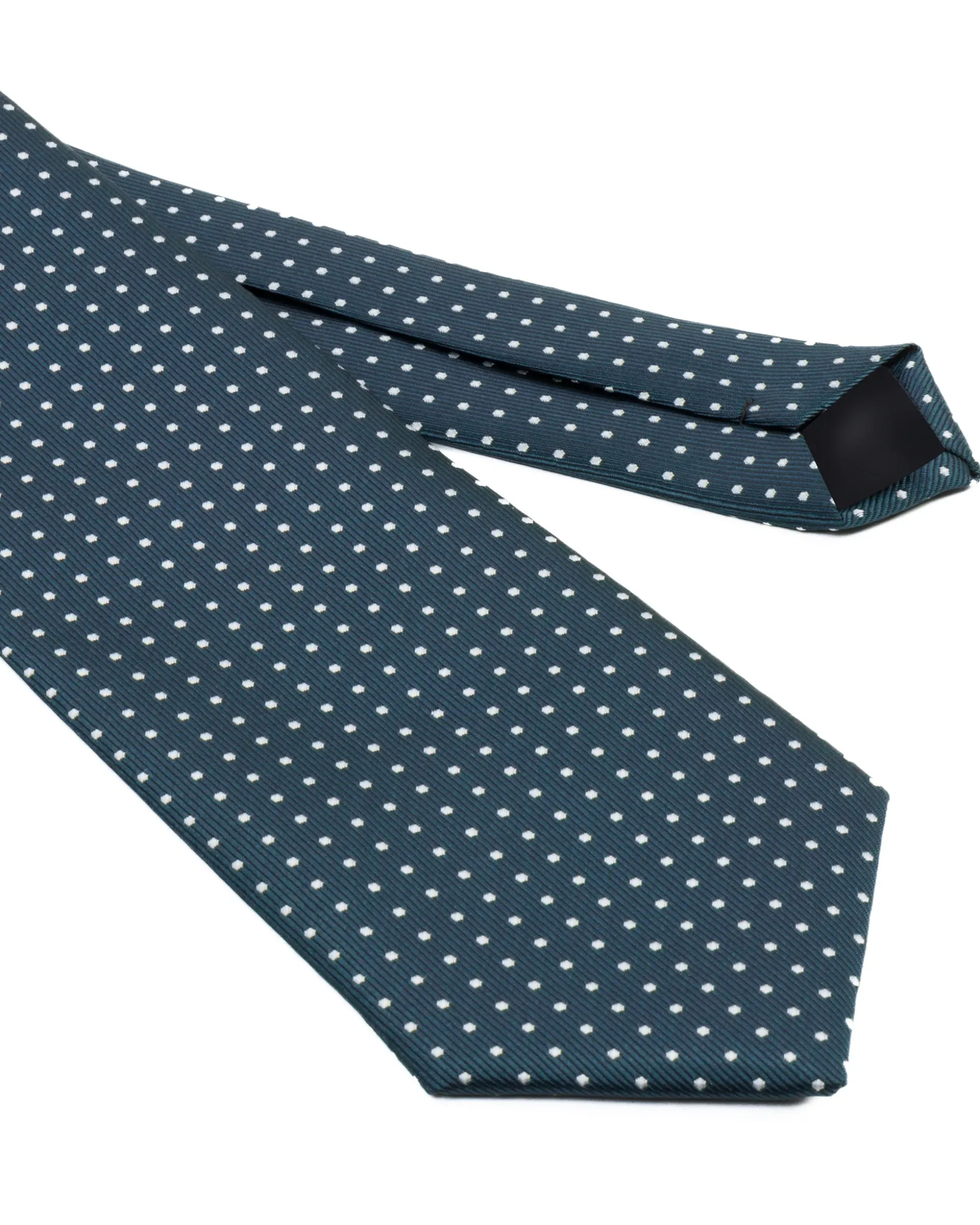 Cravatta uomo unisex slim in effetto seta con micro pois a contrasto trama twill petrolio GIOSAL-CP1189A