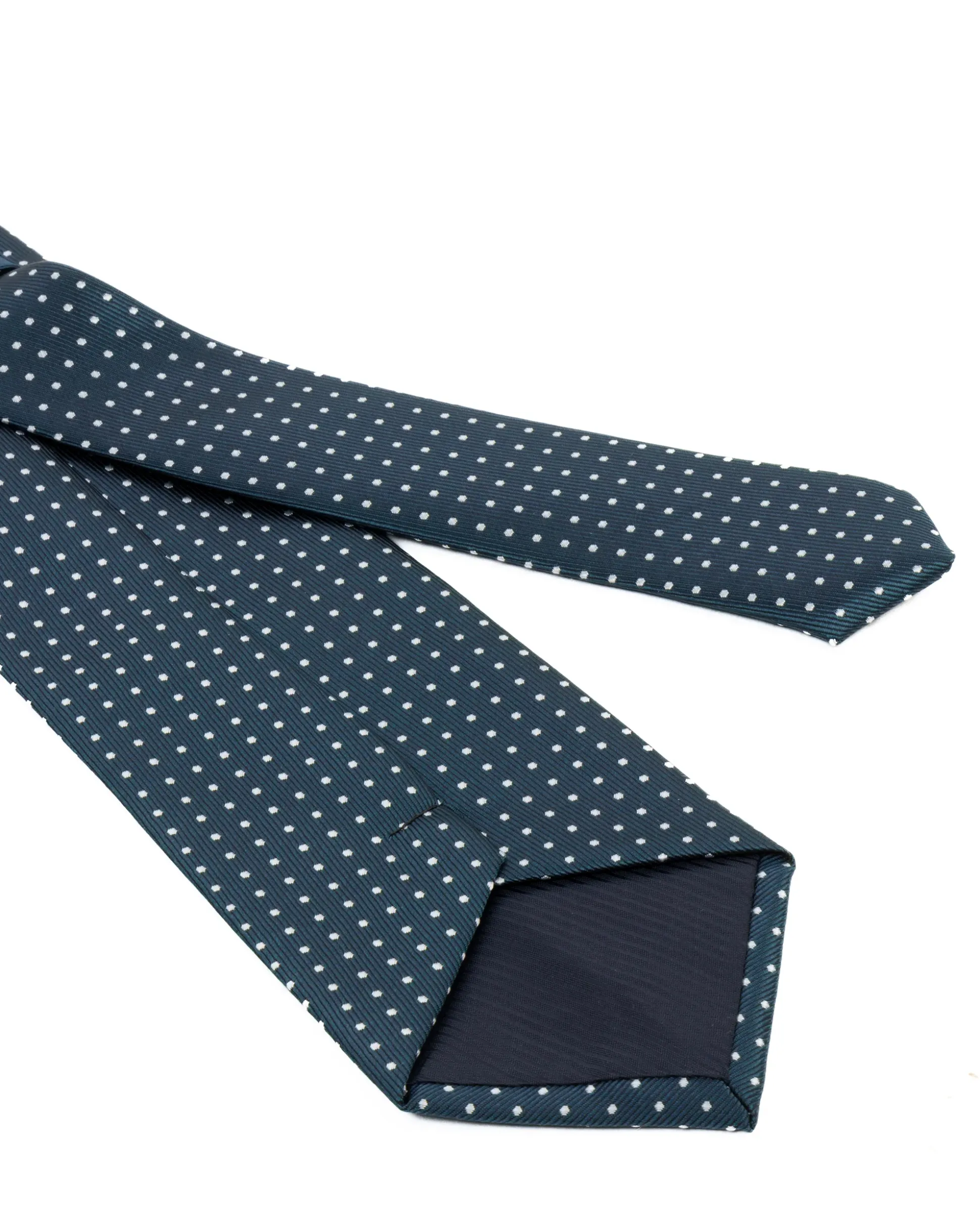 Cravatta uomo unisex slim in effetto seta con micro pois a contrasto trama twill petrolio GIOSAL-CP1189A