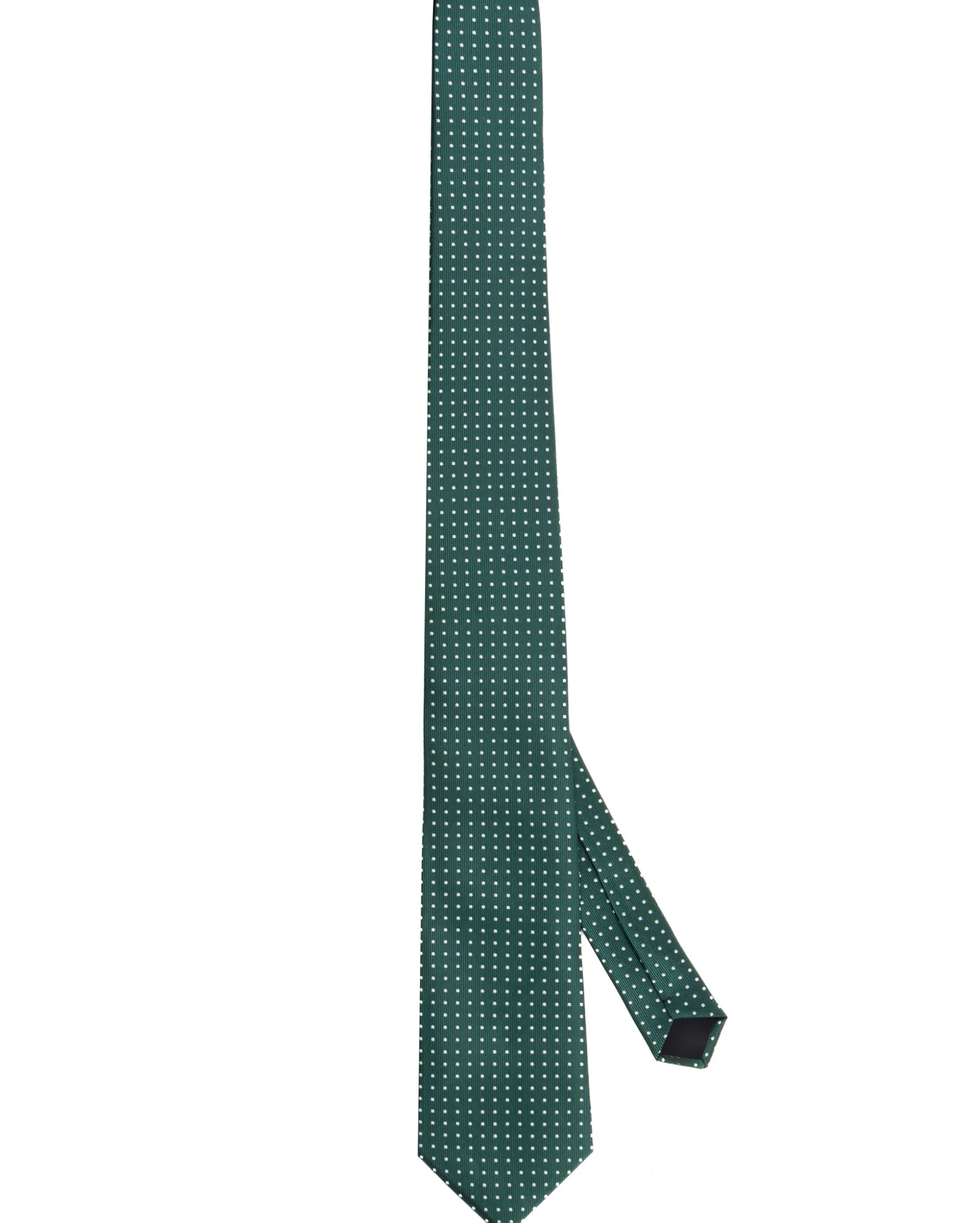 Cravatta uomo unisex slim in effetto seta con micro pois a contrasto trama twill verde GIOSAL-CP1188A