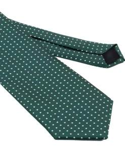 Cravatta uomo unisex slim in effetto seta con micro pois a contrasto trama twill verde GIOSAL-CP1188A