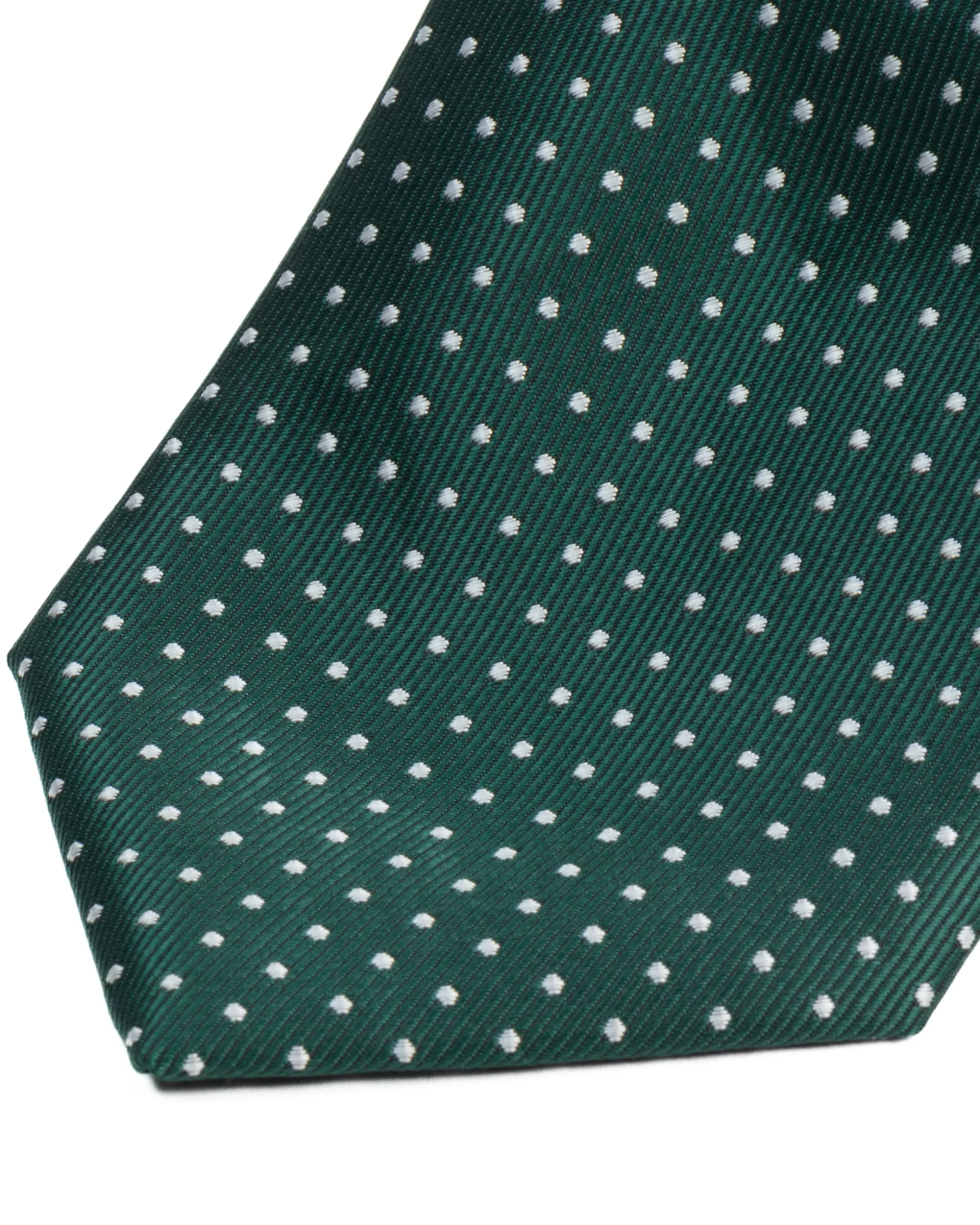 Cravatta uomo unisex slim in effetto seta con micro pois a contrasto trama twill verde GIOSAL-CP1188A