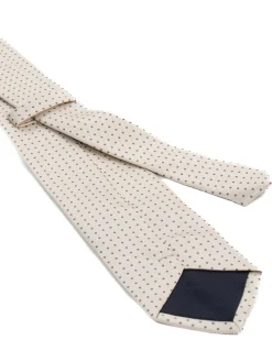 Cravatta uomo unisex slim in effetto seta con micro pois a contrasto trama twill panna GIOSAL-CP1187A