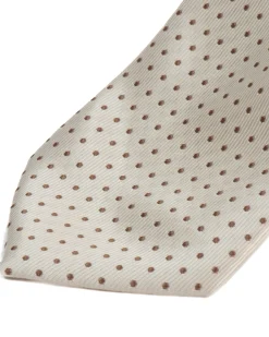 Cravatta uomo unisex slim in effetto seta con micro pois a contrasto trama twill panna GIOSAL-CP1187A