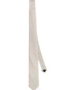 Cravatta uomo unisex slim in effetto seta con micro pois a contrasto trama twill panna GIOSAL-CP1187A