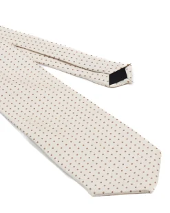 Cravatta uomo unisex slim in effetto seta con micro pois a contrasto trama twill panna GIOSAL-CP1187A