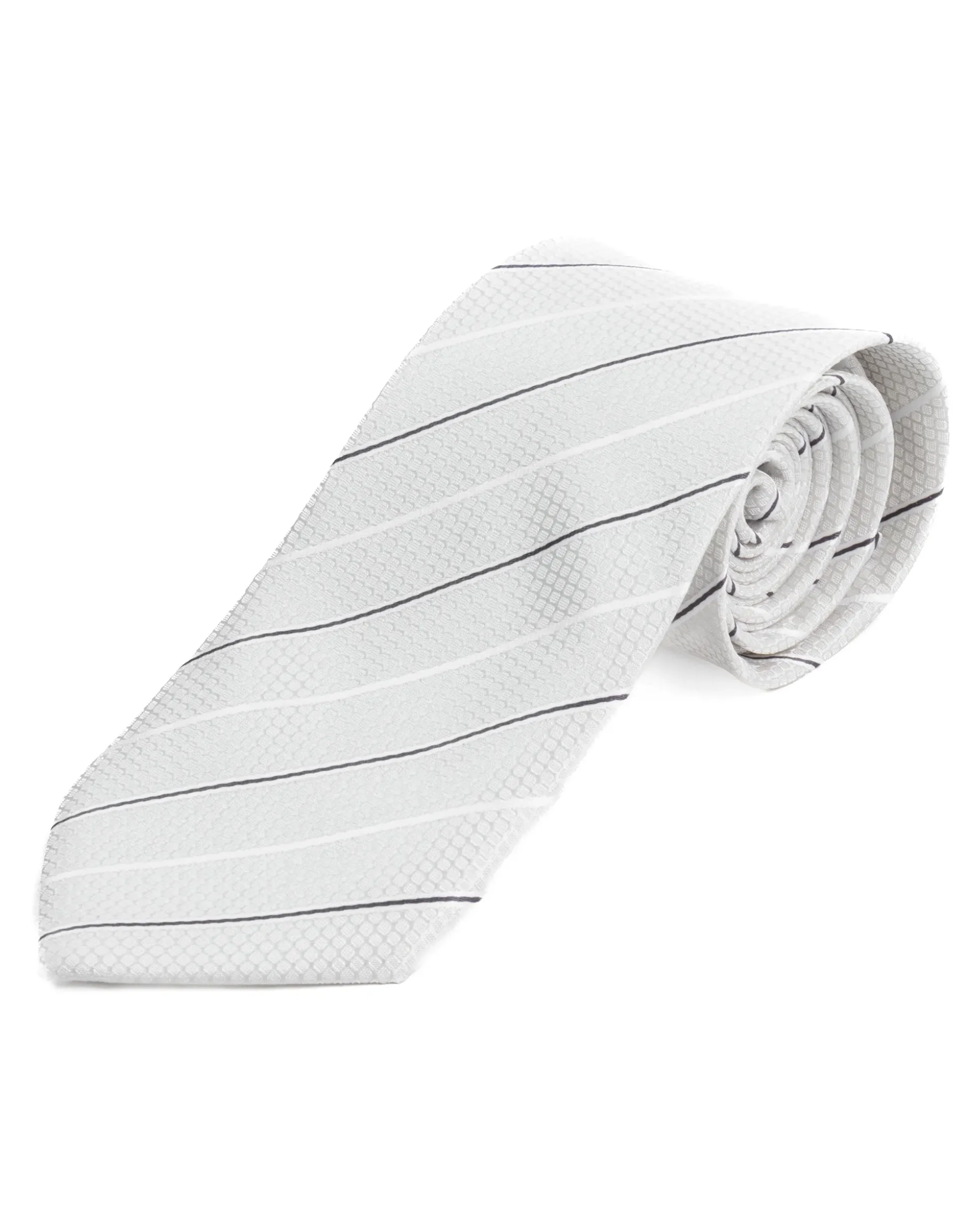 Cravatta uomo unisex slim in effetto seta con riga sottile a contrasto micro quadrati bianco GIOSAL-CP1186A