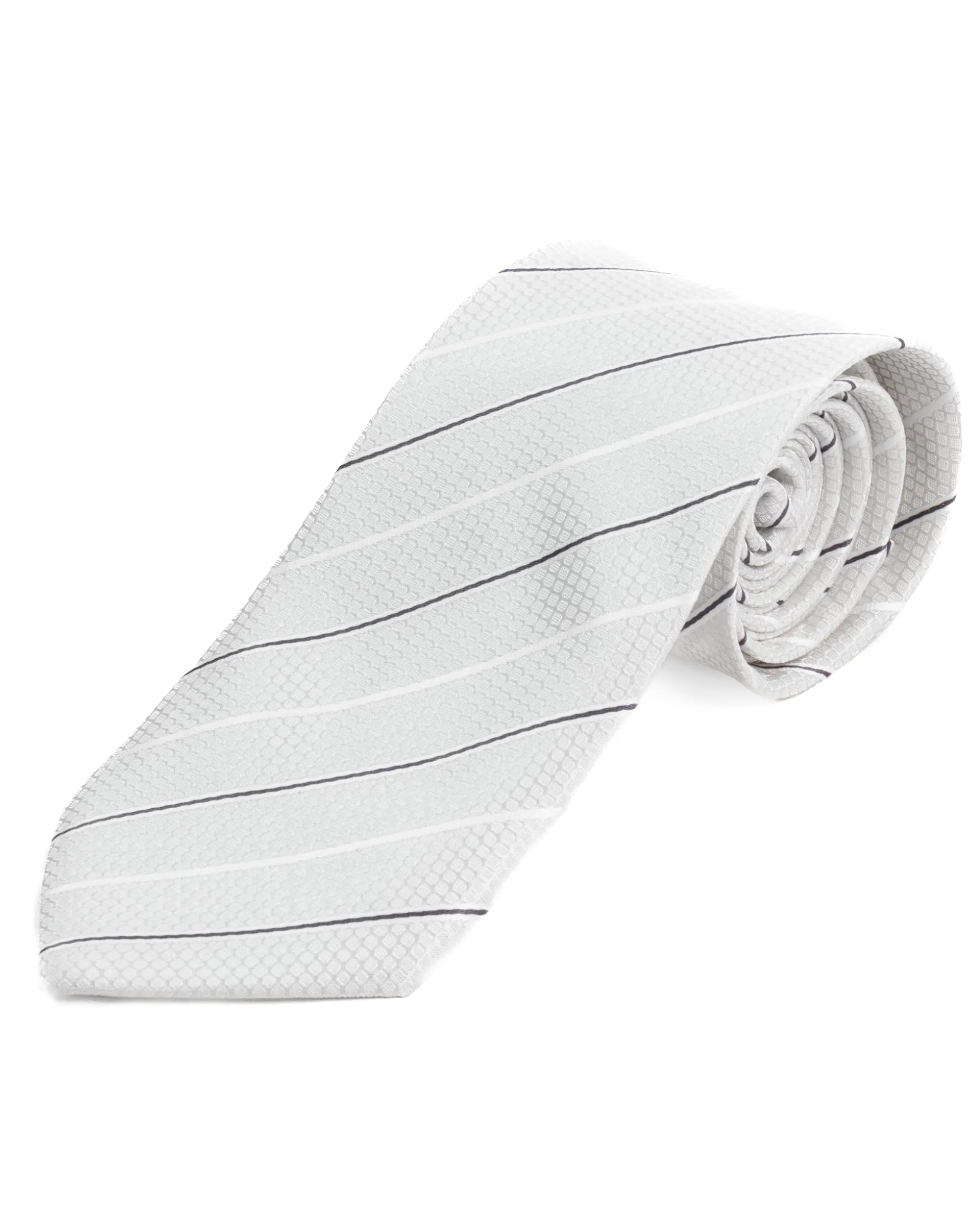 Cravatta uomo unisex slim in effetto seta con riga sottile a contrasto micro quadrati bianco GIOSAL-CP1186A