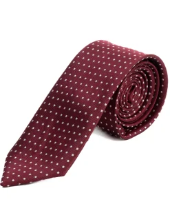 Cravatta uomo unisex slim in effetto seta con pois medio a contrasto bordeaux GIOSAL-CP1185A